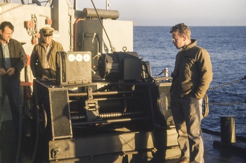 Oceanographers aboard research vessel