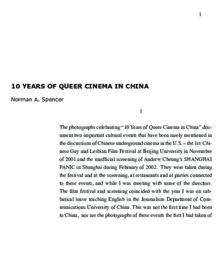 Ten Years of Queer Cinema in China