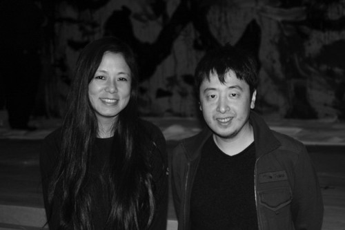 Jia Zhangke with Peng Xiaojian at Columbia University