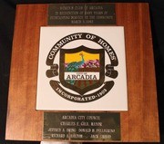 Arcadia City Council Outstanding Service Plaque