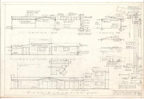 Desert King Hotel, building no. 2 section elevations, sheet no. 8