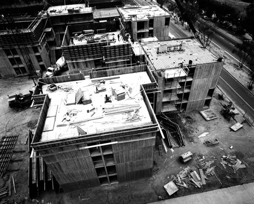 Aerial view of Revelle College campus construction, UC San Diego