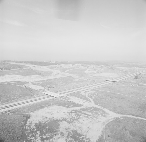 Aerial view of newly constructed Miramar Road, and U.S. Highway 101