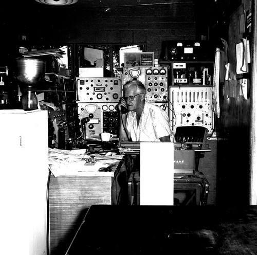 Arthur L. Carter in the radio shack, Scripps Institution of Oceanography