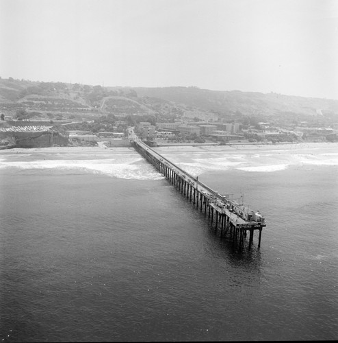 Aerial view of Scripps Institution of Oceanography campus and pier