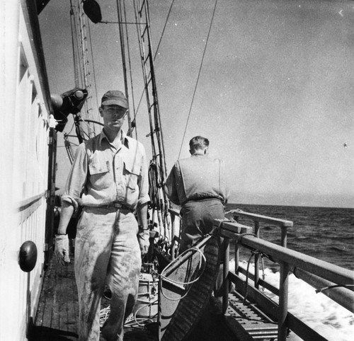 Robert Siple Arthur on the deck of the R/V E.W. Scripps