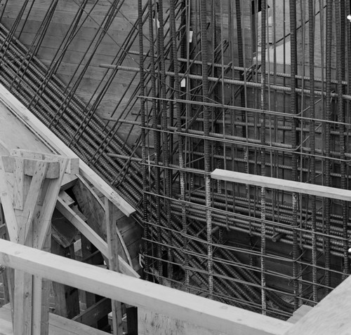 Rebar detail in construction of Geisel Library, UC San Diego