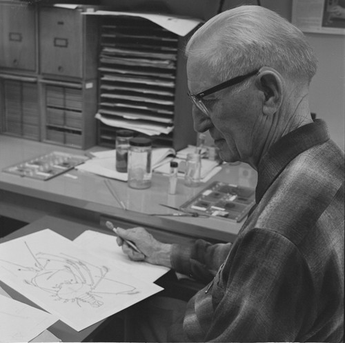 Martin W. Johnson in his office at Scripps Institution of Oceanography