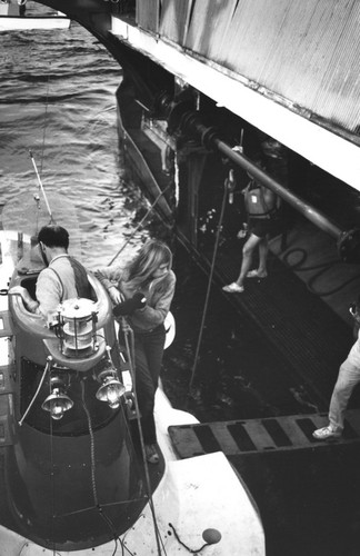 Kathleen Crane exiting Alvin submarine