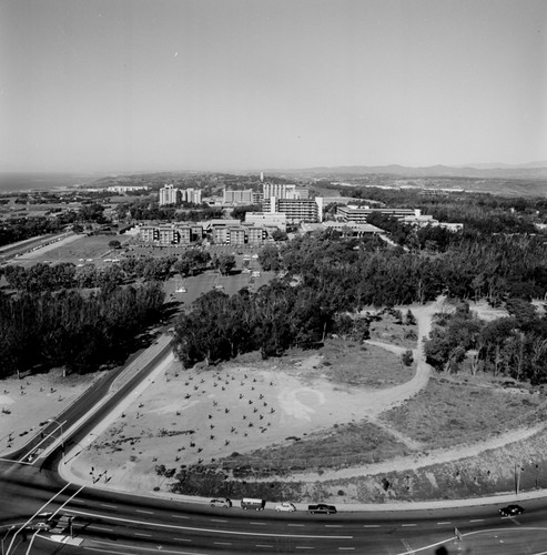 Aerial view of Revelle College and Muir College (facing north), UC San Diego