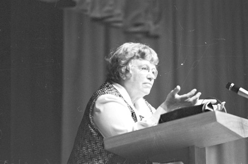 Margaret Mead during lecture, UC San Diego