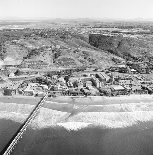 Aerial view of Scripps Institution of Oceanography (looking east and down)