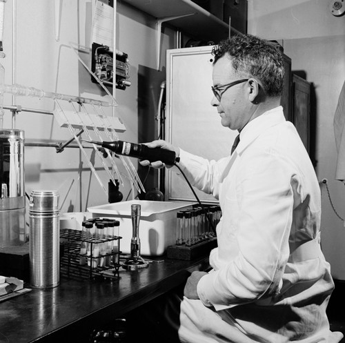 Claude ZoBell in laboratory, Scripps Institution of Oceanography