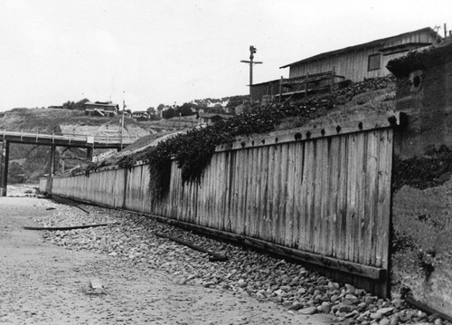 Wooden sea wall, Scripps Institution of Oceanography