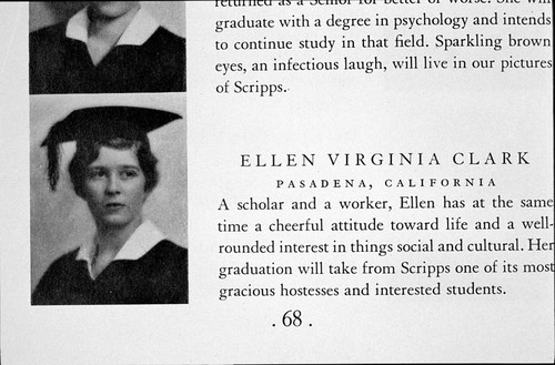 Ellen Virginia (Clark) Revelle in Scripps College yearbook