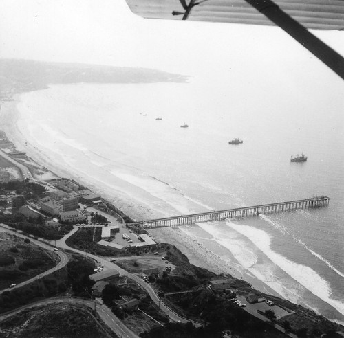 Aerial view of Scripps fleet and Scripps Institution of Oceanography