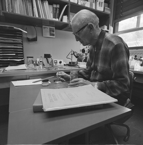 Martin W. Johnson in his office at Scripps Institution of Oceanography