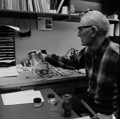 Martin W. Johnson in his office at Scripps Institution of Oceanography