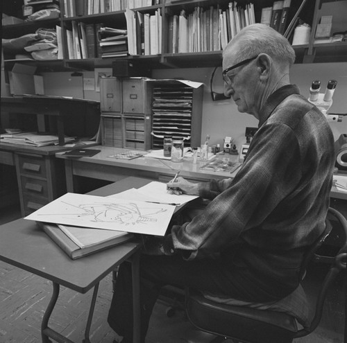 Martin W. Johnson in his office at Scripps Institution of Oceanography