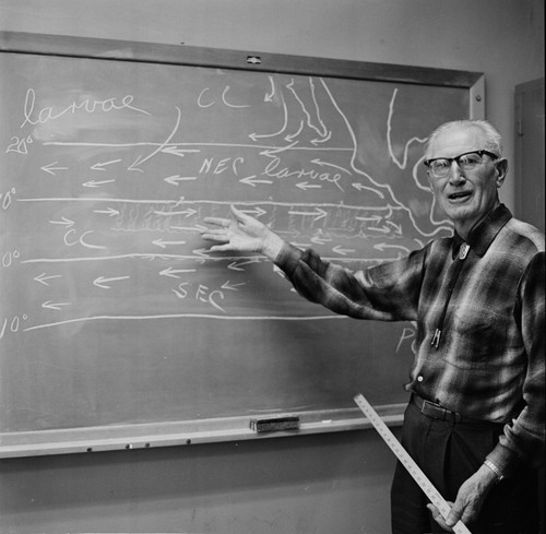 Martin W. Johnson in his office at Scripps Institution of Oceanography