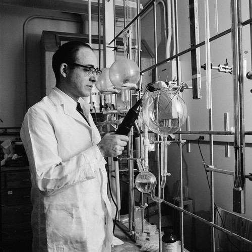 Stanley Miller in his laboratory, UC San Diego