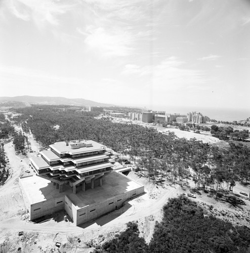 Aerial view of Geisel Library and Revelle College, UC San Diego