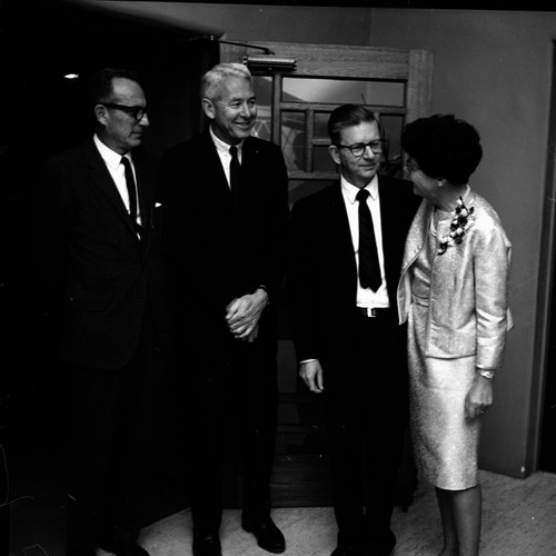 William A. Nierenberg, John S. Galbraith, Charles J. Hitch, and Mrs. Hitch at reception for The Ocean 1968: A New World symposium