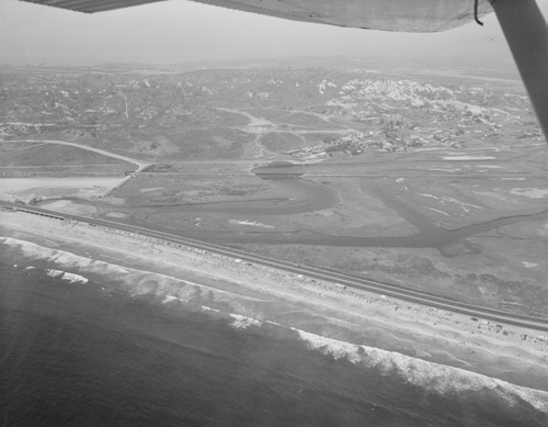 Aerial view of Torrey Pines State Reserve and housing development, La Jolla