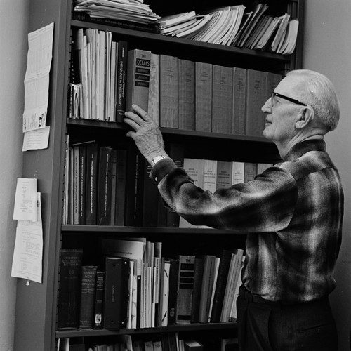 Martin W. Johnson in his office at Scripps Institution of Oceanography