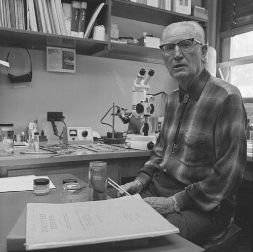 Martin W. Johnson in his office at Scripps Institution of Oceanography