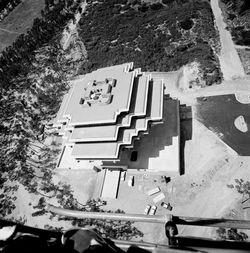 Aerial view looking down towards Geisel Library, UC San Diego