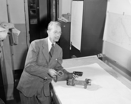 Francis Parker Shepard in his office at the Scripps Institution of Oceanography