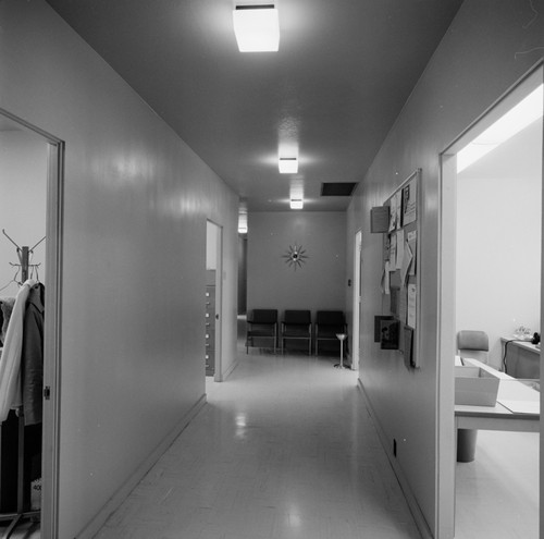 Hallway (interior, looking south), Building 255, UC San Diego