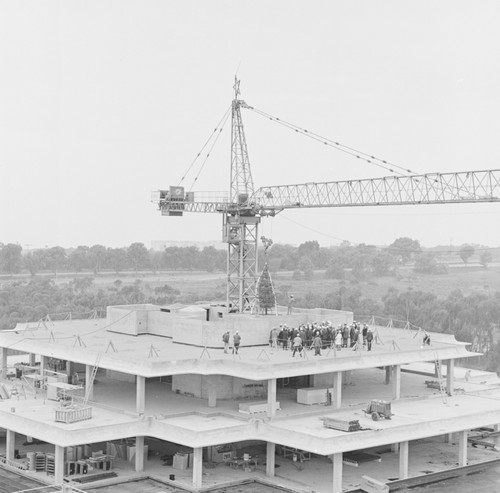 Topping off Giesel Library building, UC San Diego