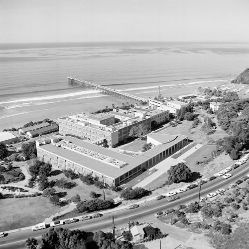 Aerial view of Scripps Institution of Oceanography and pier