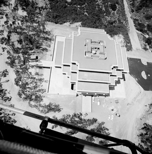 Aerial view looking down towards Geisel Library, UC San Diego