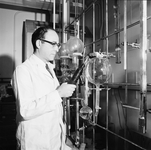 Stanley Miller in his laboratory, UC San Diego