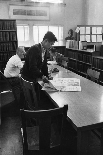 Researchers inside library, Scripps Institution of Oceanography