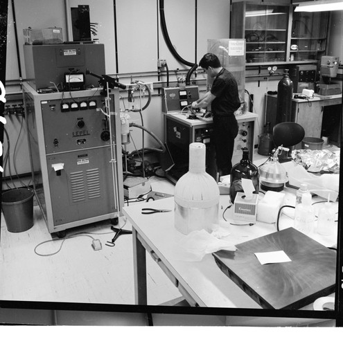 Material preparation room, with induction heating unit on left