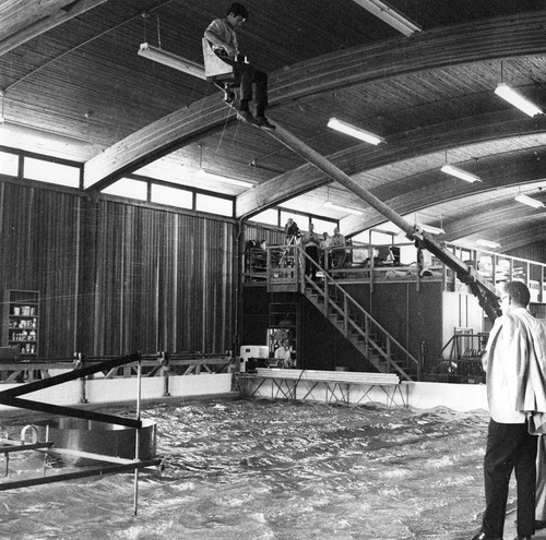 Wave machine inside Hydraulics Laboratory, Scripps Institution of Oceanography