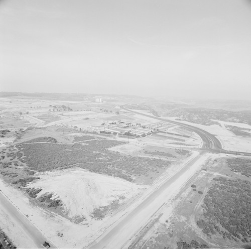 Aerial view of newly constructed Miramar Road, and U.S. Highway 101