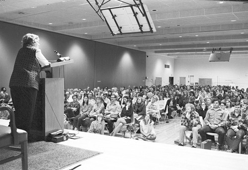 Margaret Mead during lecture, UC San Diego