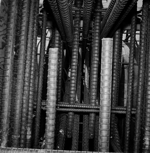 Rebar detail in construction of Geisel Library, UC San Diego