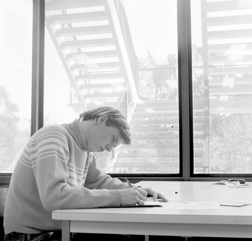 Student studying, Galbraith Hall, UC San Diego