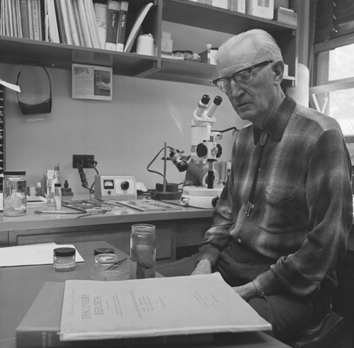 Martin W. Johnson in his office at Scripps Institution of Oceanography