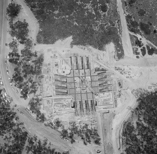 Aerial view of construction of Geisel Library, UC San Diego