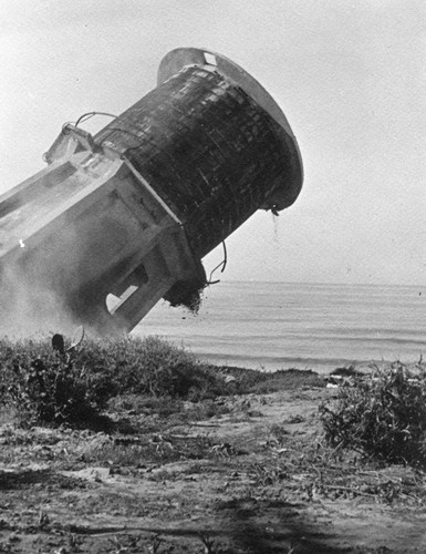 Demolition of the seawater tower, Scripps Institution of Oceanography