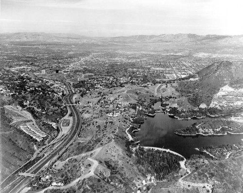Aerial view of reservoir