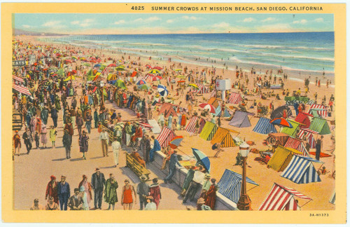 Summer Crowds at Mission Beach, San Diego, California