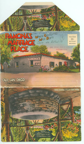 Ramona's Marriage Place, Post Card Set Cover. Where California was born